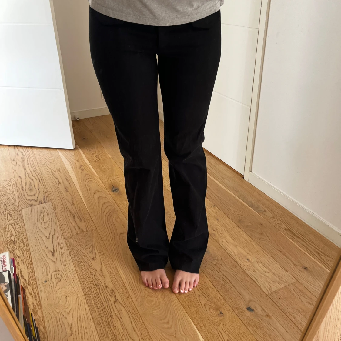 Svarta lågmidjade mocka byxor - 3