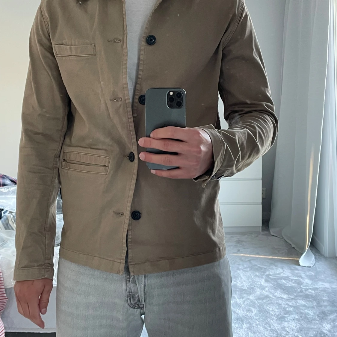 Beige overshirt från Selected Homme
