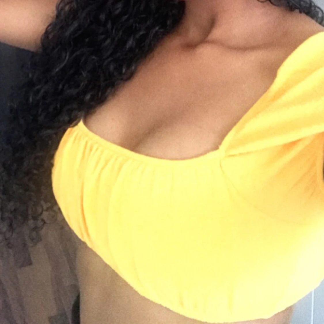 Gul one shoulder topp från H&M Divided - 2