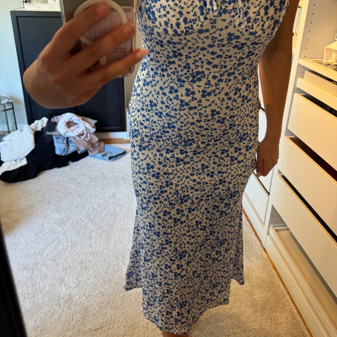 Blommig långklänning med knyt - 1