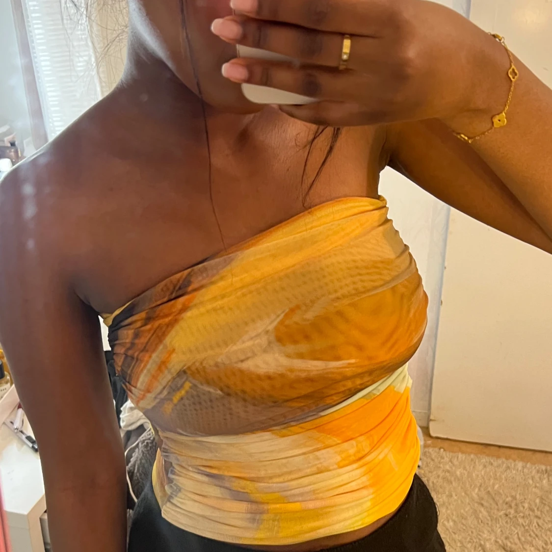 Gul och brun bandeau tubtopp - 1