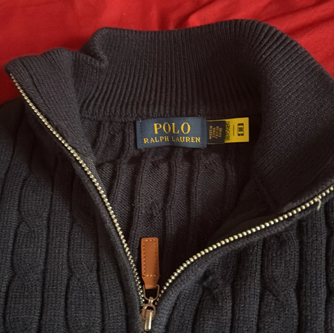 Mörkblå stickad tröja med dragkedja från Polo Ralph Lauren - 2