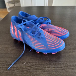 Adidas fotbollsskor - Säljer ett par blå och röda Adidas Predator fotbollsskor med snörning. Skorna är ej rengjorde så därför priset är som de är. Storlek 42 2/3