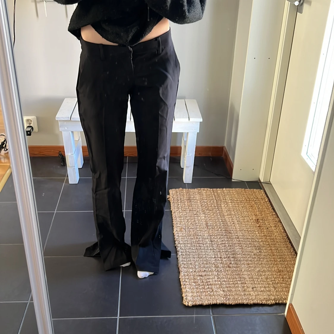 Svarta low waist kostymbyxor