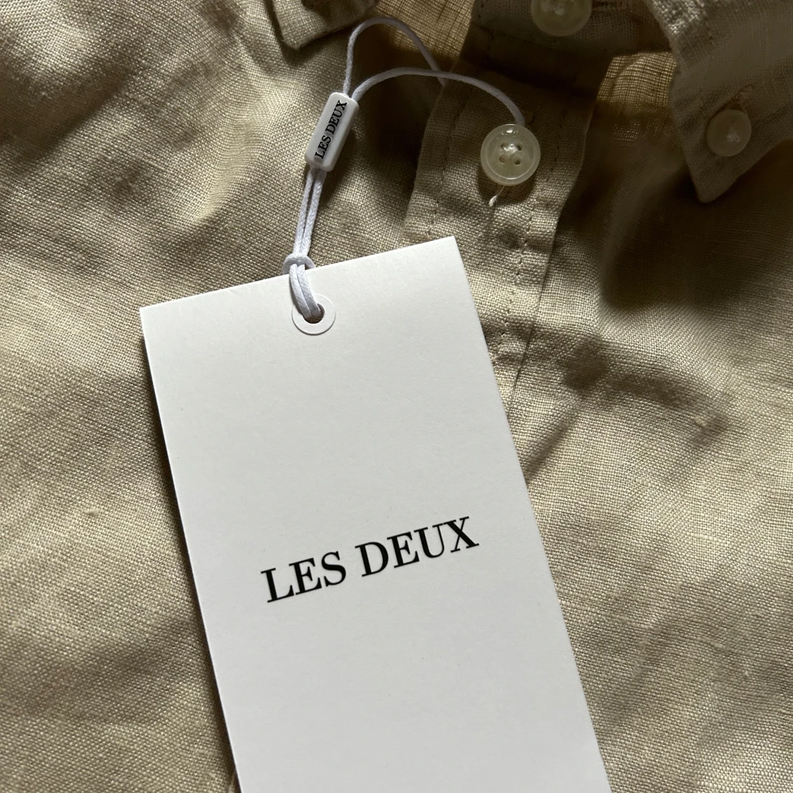 Beige linneskjorta från Les Deux str S - 3