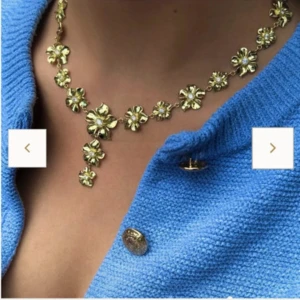 Guldigt blommigt halsband från Ioaku - Superfint halsband från Ioaku i guldton med blommor som har små glittriga detaljer i mitten. Halsbandet är från ioaku och köptes för 1000. Halsbandet heter la fleur multi necklace på hemsidan🫶