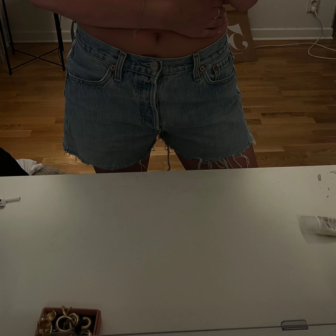 Levi's ljusblå jeansshorts hög midja