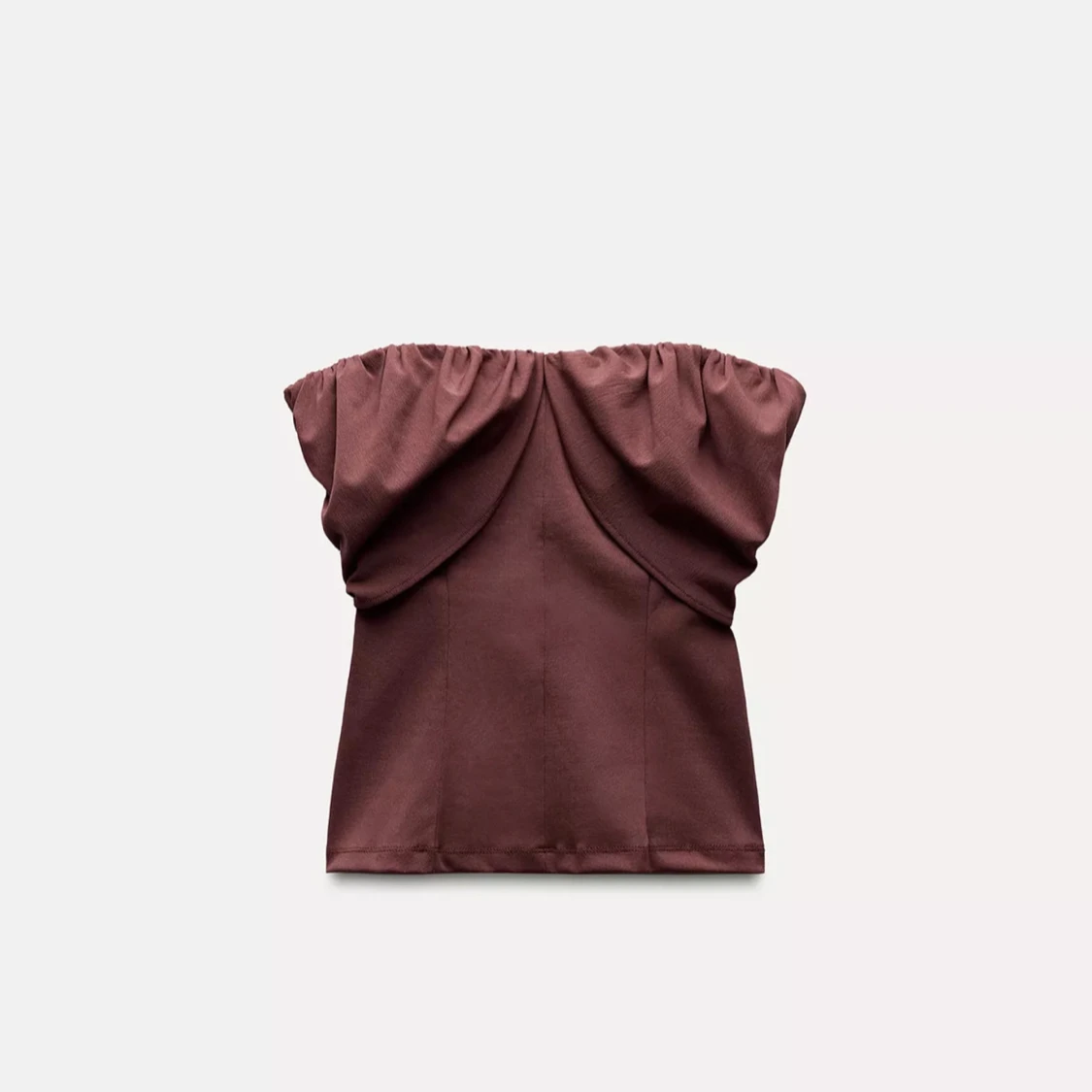 Brunröd bandeau tubtopp med drapering