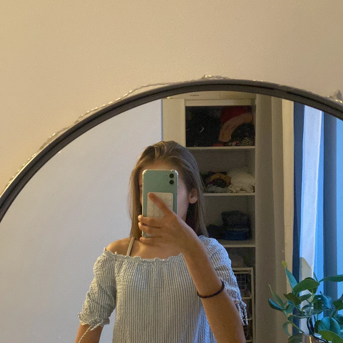 Super fin blå och vit randig tröja  - 3