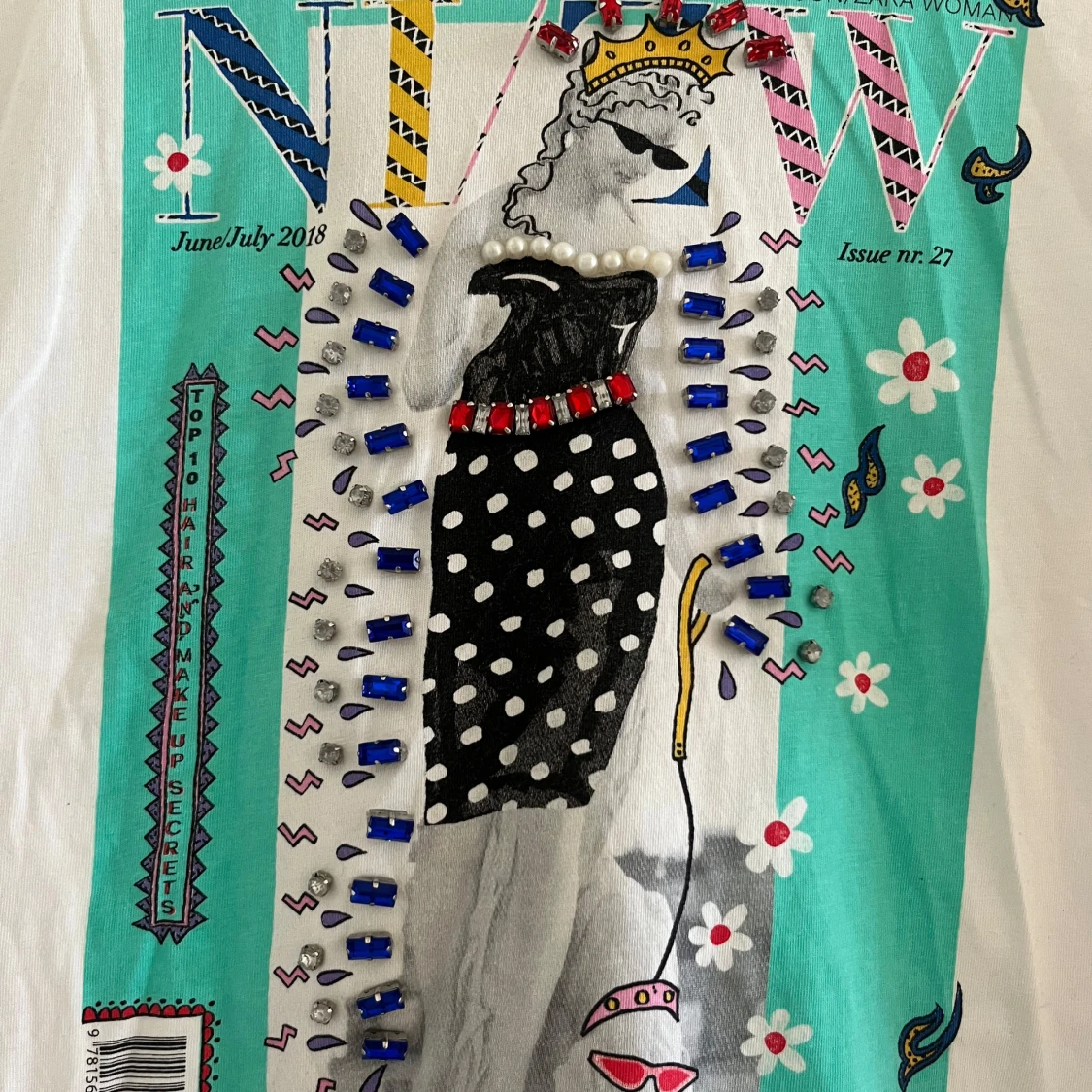 Vit t-shirt med tryck & stenar från Zara - 1