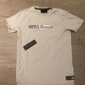 Grå t-shirt från Supply & Demand - Snygg grå t-shirt från Supply & Demand med tryck på framsidan. Skriv vid funderingar väldigt Vädligt litet hål vid axeln  ny pris 329kr