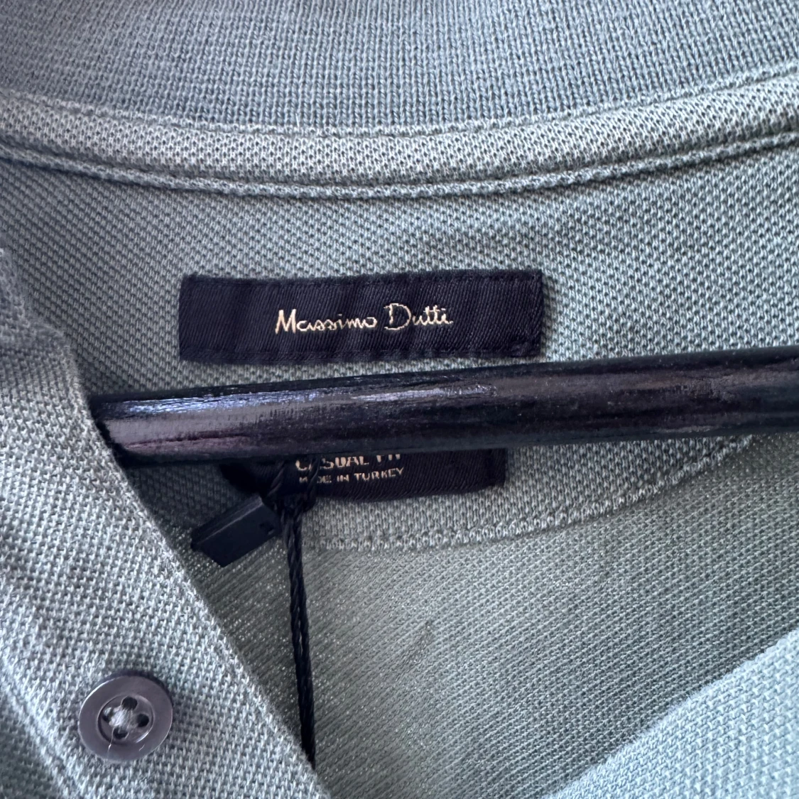 Grön långärmad pikétröja från Massimo Dutti - 2