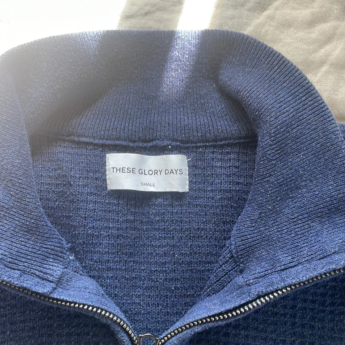 Blå stickad half zip-tröja These Glory Days - 2