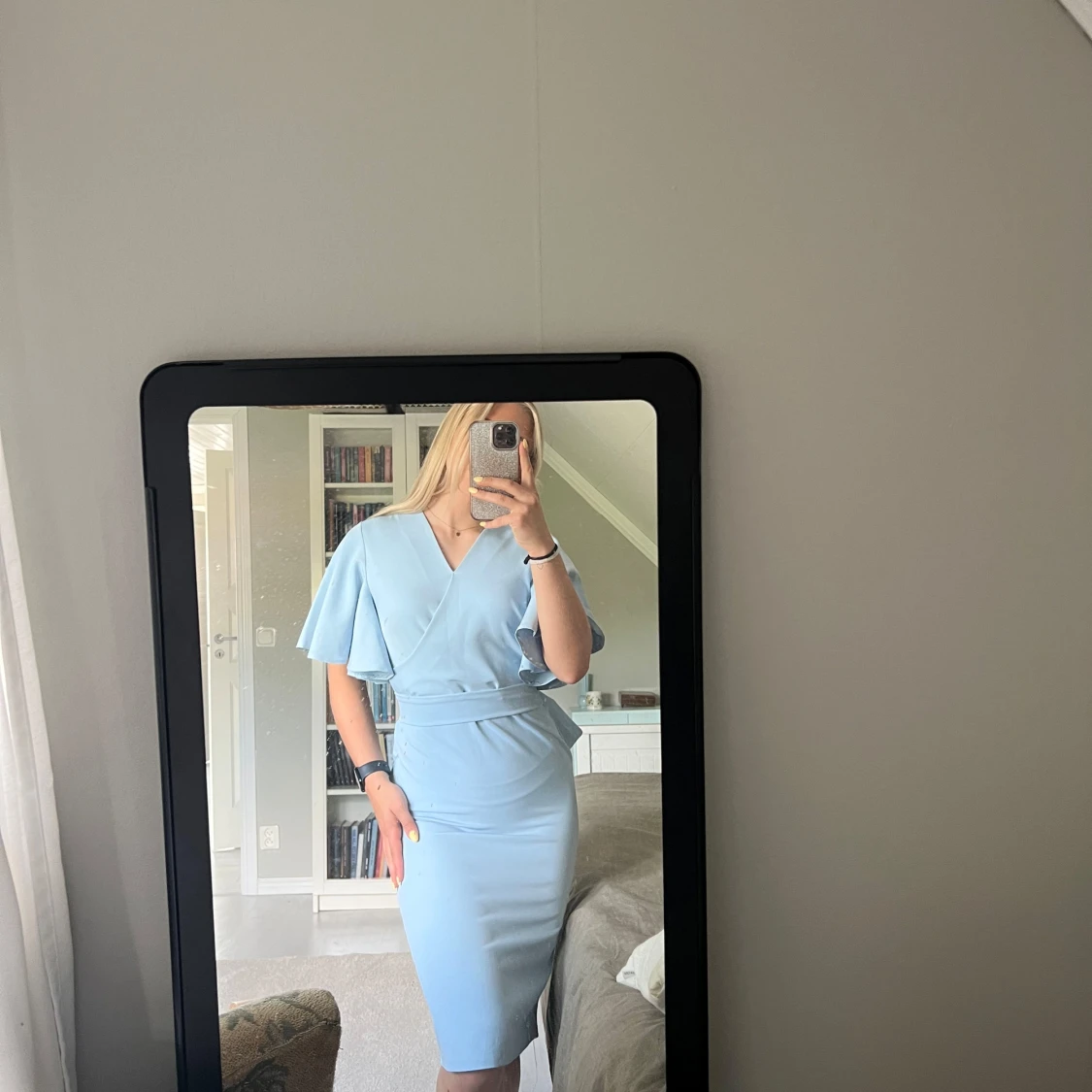 Ljusblå omlottklänning - 3