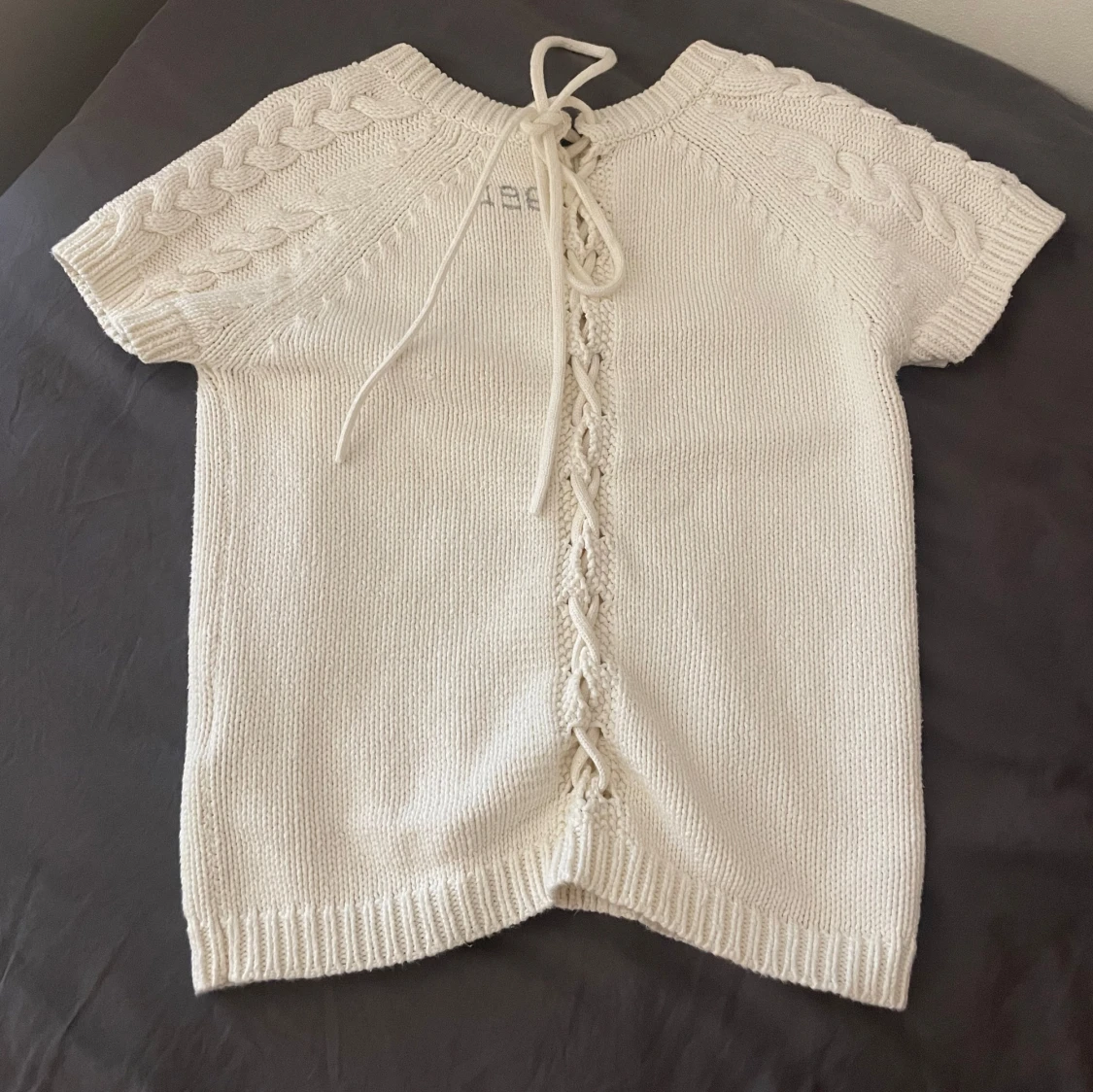 Vit stickad Odd Molly tröja med snörning - 2