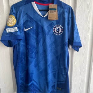 Chelsea Palmer #10 blå matchtröja Nike - Chelsea FC matchtröja med Palmer #10 på ryggen. Snyggt geometriskt mönster i olika blå nyanser, vita detaljer och röda inslag vid sidan. Officiella FIFA World Cup och Football Unites-patch på ärmen. Tillverkad i lätt och ventilerande polyester.