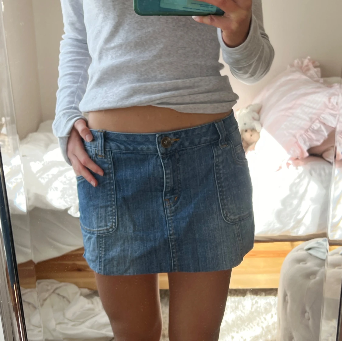 Lågmidjad jeanskjol - 2