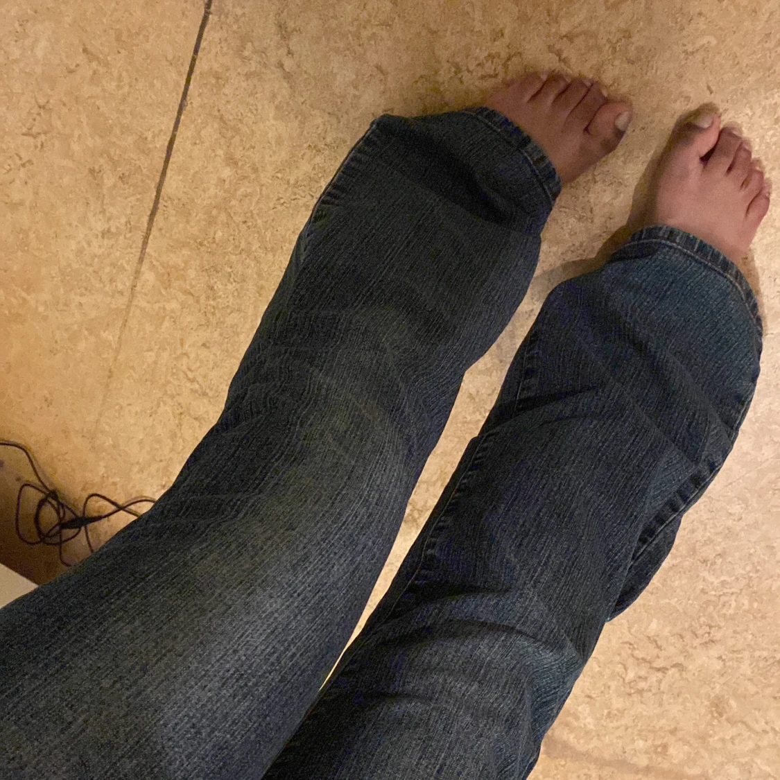 Blå bootcut jeans låg midja - 2
