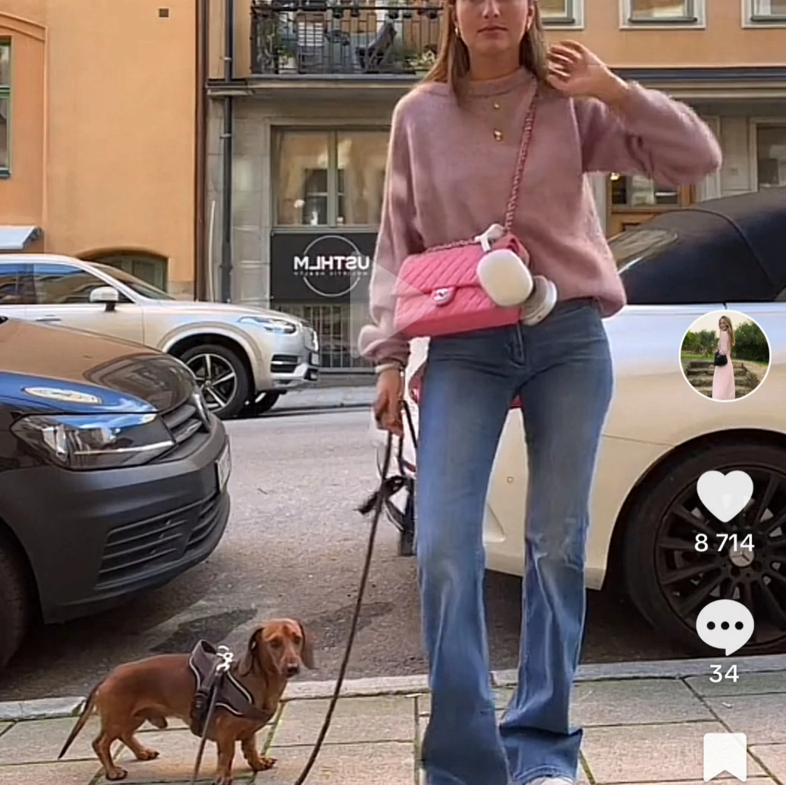 Rosa stickad tröja från Acne