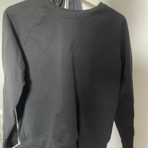 Svart sweatshirt från 157 - En enkel svart sweatshirt från 157 i storlek M. Tröjan har rund halsringning och långa ärmar med ribbade muddar vid ärmslut och nederkant. Perfekt basplagg för garderoben.