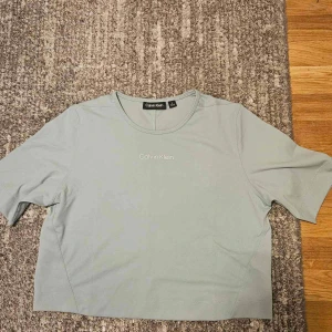 Ljusgrön topp från Calvin Klein - Snygg ljusgrön topp från Calvin Klein med korta ärmar och rund halsringning. Toppen har en croppad passform och diskret Calvin Klein-logga broderad framtill. Perfekt för en clean och stilren look.
