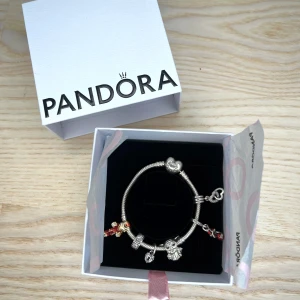 Pandora silverarmband med coola berlocker - Säljer ett snyggt Pandora armband i silver med hjärtformat lås och sex unika berlocker. ⚠️ Det går ej att bara köpa armbandet, minst två berlocker!! Ironman-600kr. Babyyoda-400kr. Spiderman-600kr. Två hjärtan- 350kr. Ett hjärta- 250kr. Clip med rosa diamanter- 350kr