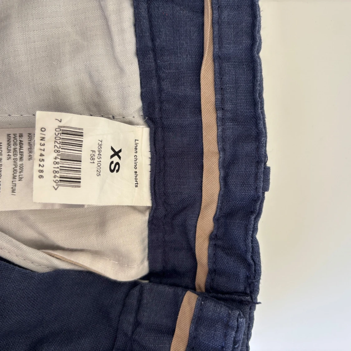 Marinblå linneshorts Dressmann XS. Sparsmakat använda! - 4