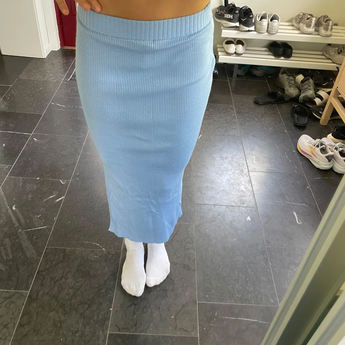 Ljusblå ribbad långkjol från H&M Divided - 1
