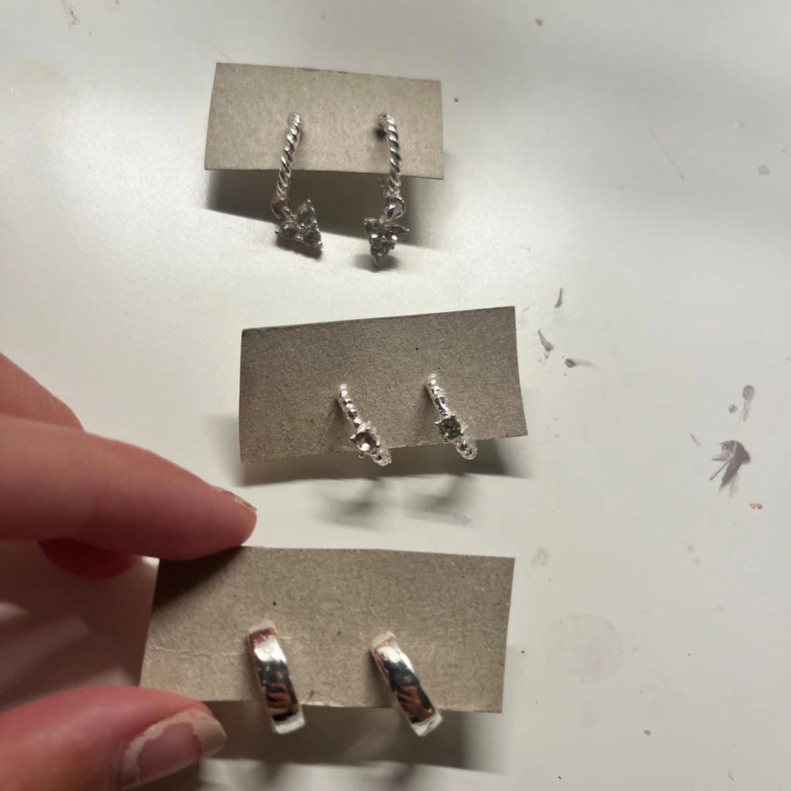 3-pack silvriga örhängen hoops & hjärtan