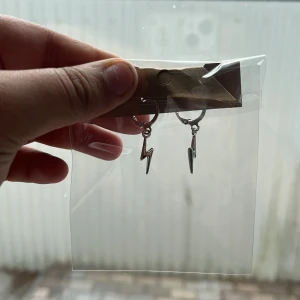 Silverörhängen med blixtberlocker - Snygga örhängen i silverfärg med coola blixtformade berlocker. Perfekta för dig som vill ha en edgy detalj till din stil. Hängande modell med rund ring och blanka blixtar som ger en modern vibe.