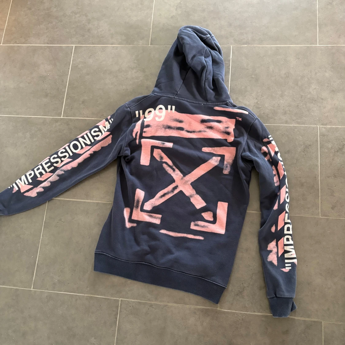 Off-White blå hoodie med tryck - 1