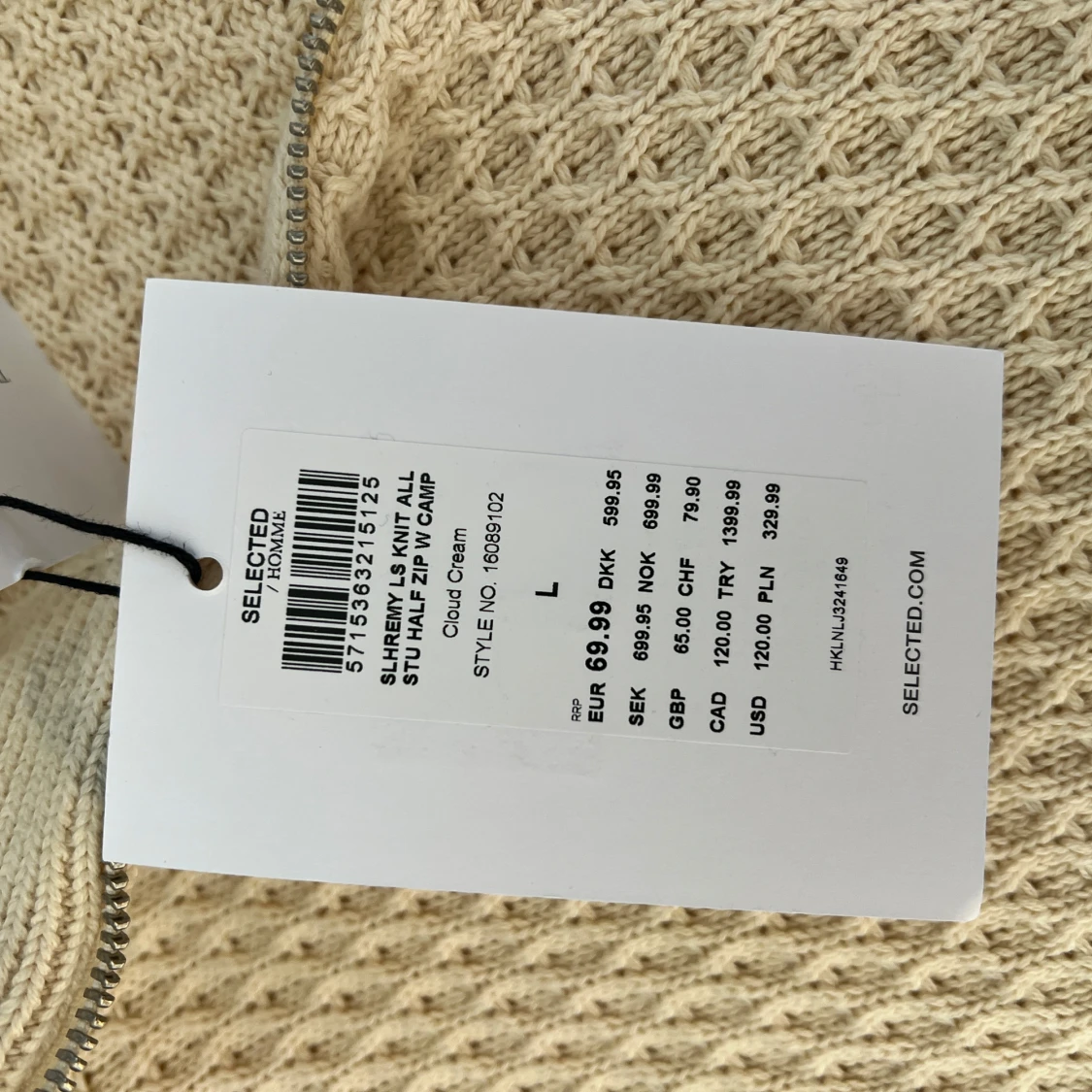 Beige stickad halvzip - 1