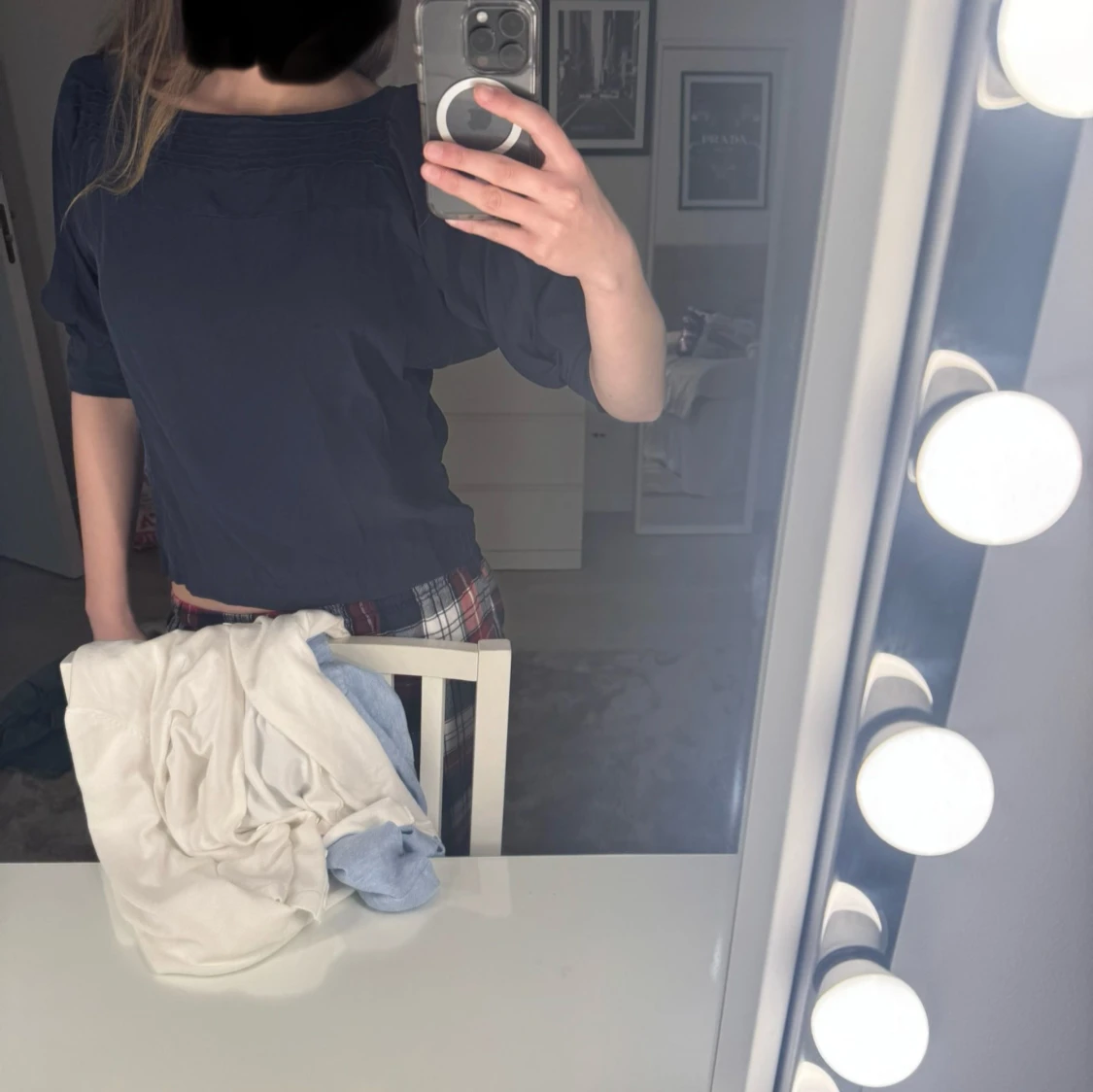 Mörkblå topp med trekvartsärm - 2