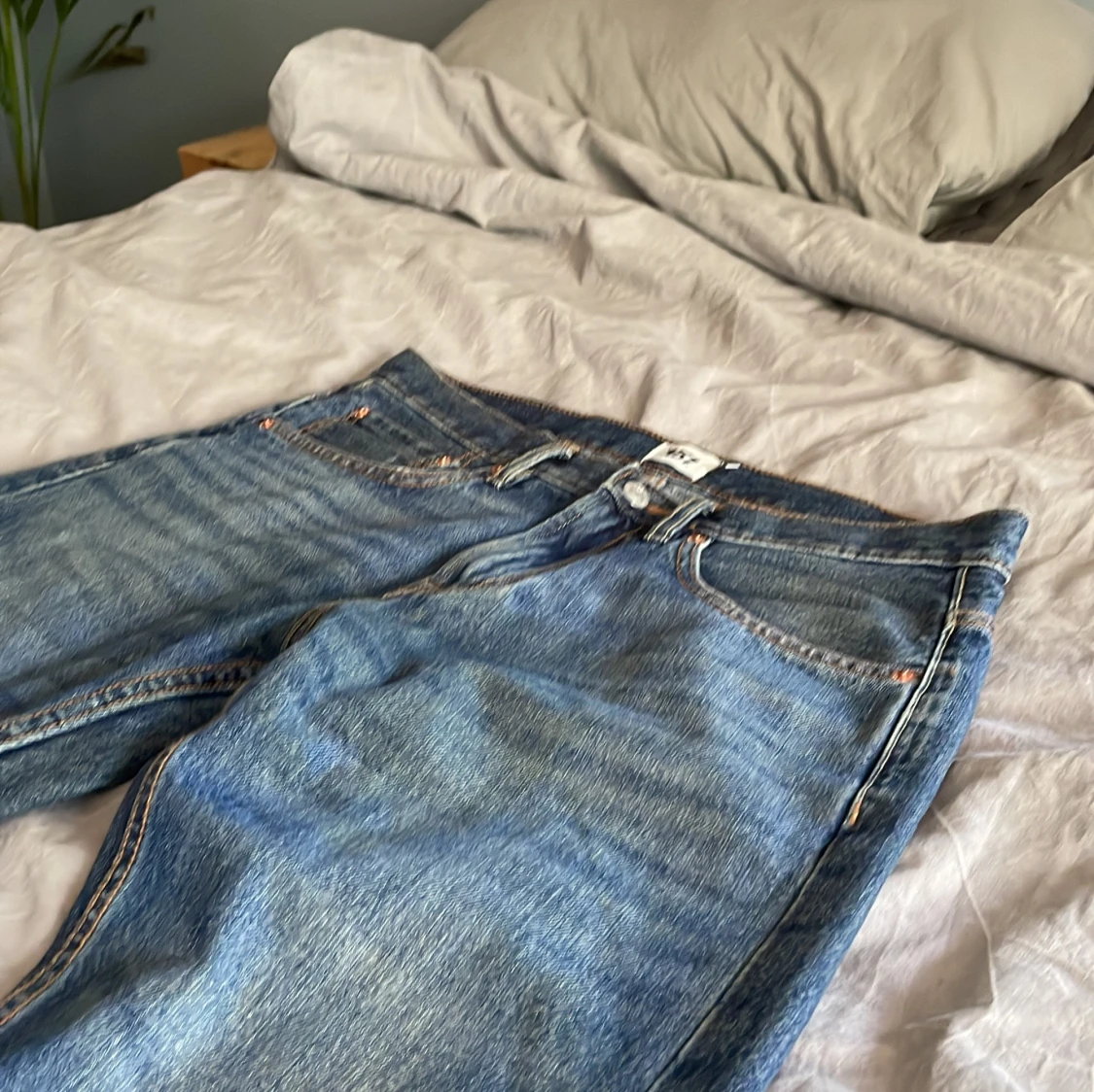 Blå jeans från 157 med raka ben - 1
