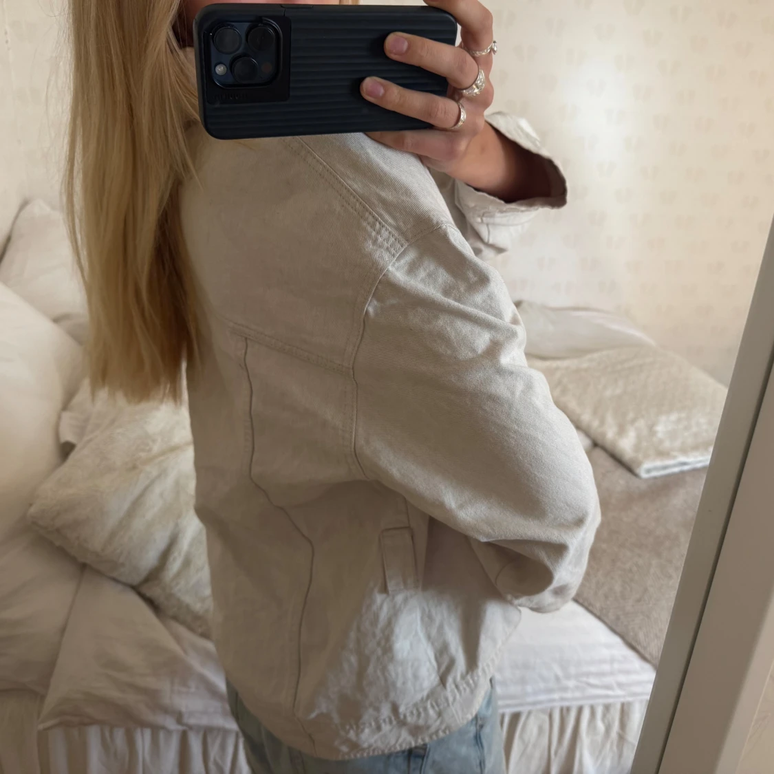 Oversized vit denimjacka - 3