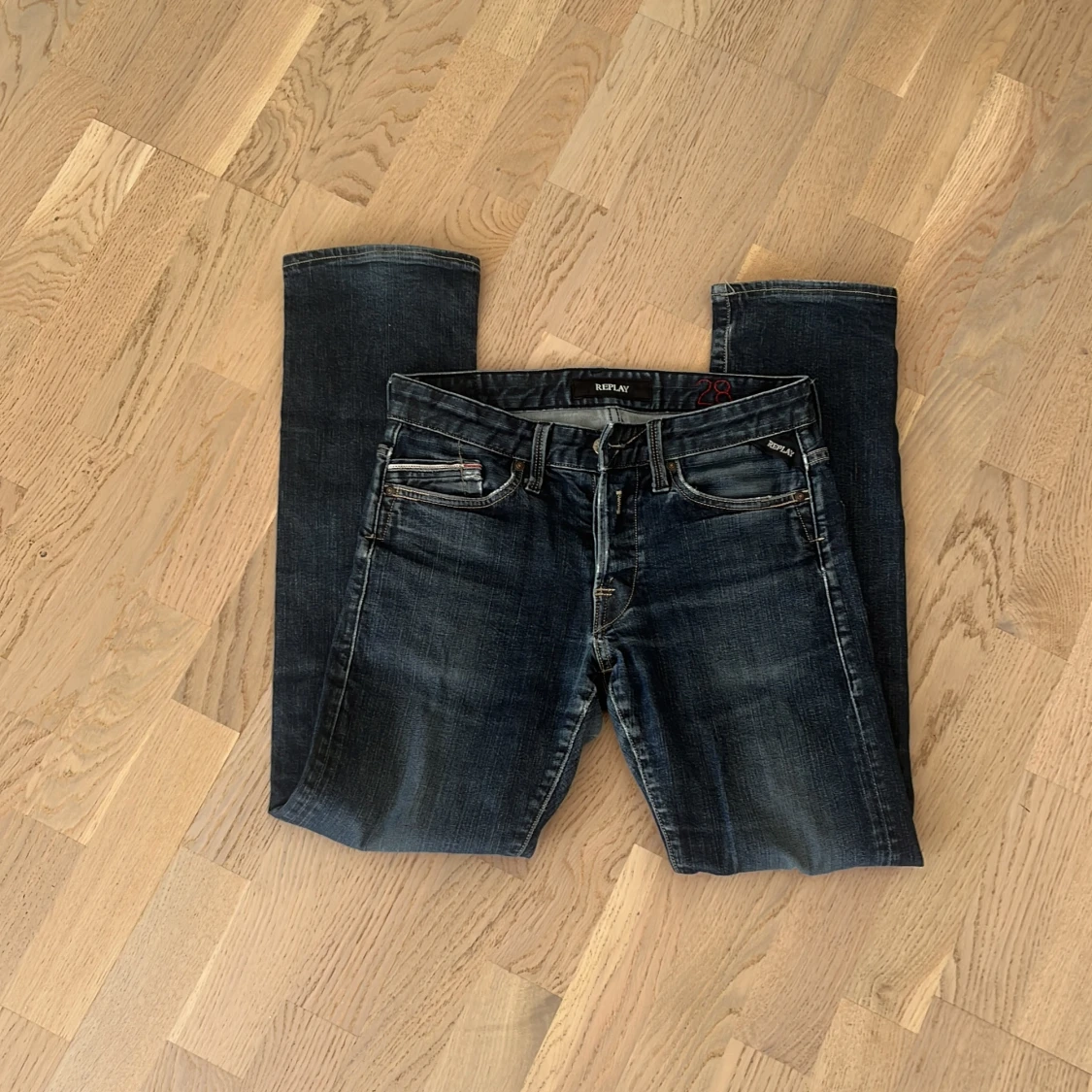 Mörkblå Replay jeans straight fit - 2