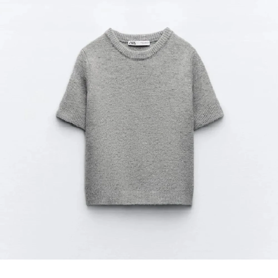 Grå stickad kortärmad tröja Zara