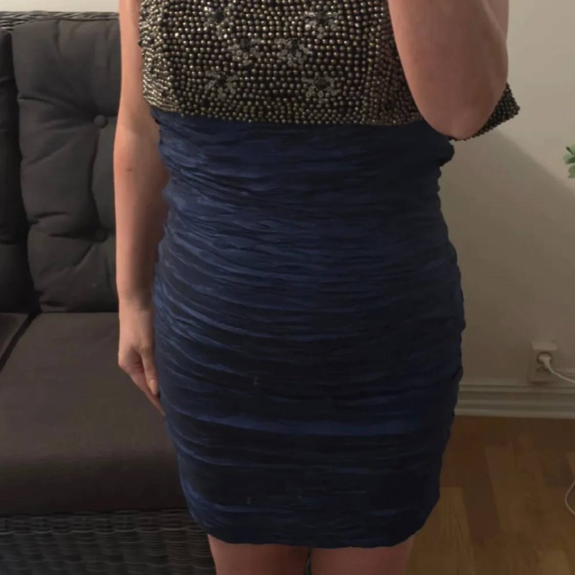 Blå axelbandslös klänning Sorbet