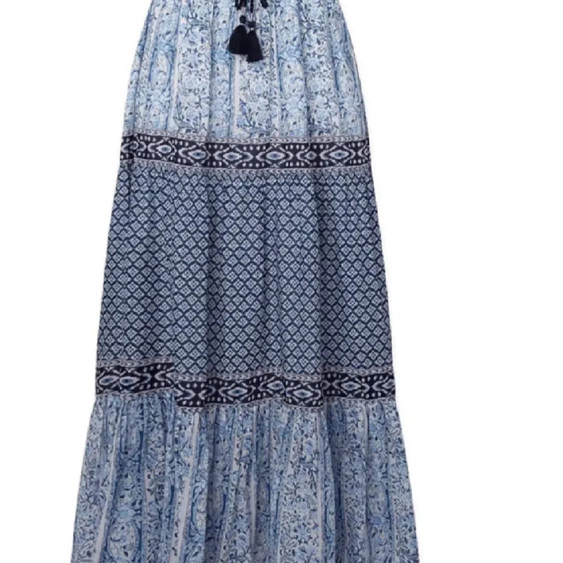 Blå mönstrad långkjol - 1