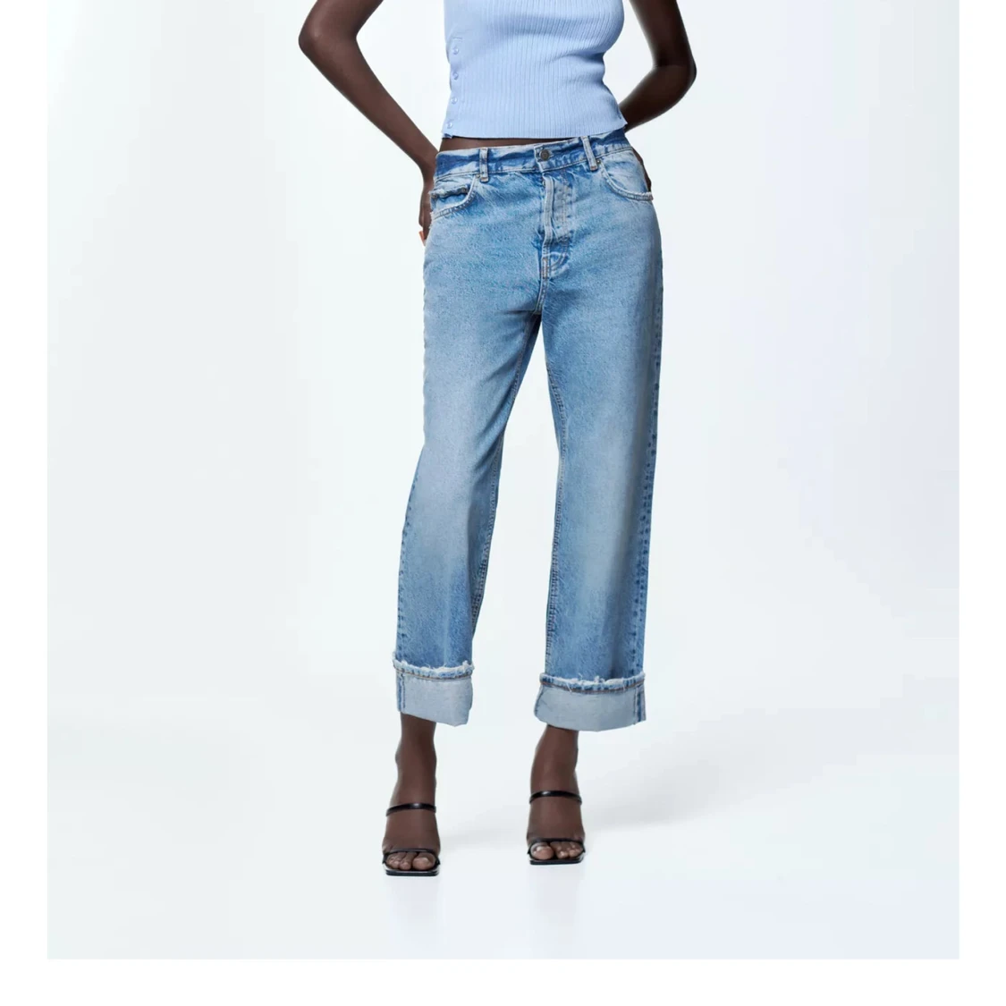 Ljusblå ribbad tubtopp