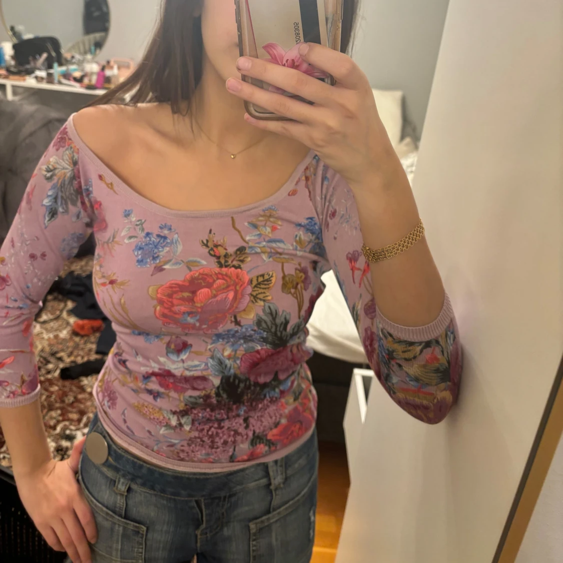 Blommig vintage topp  - 1