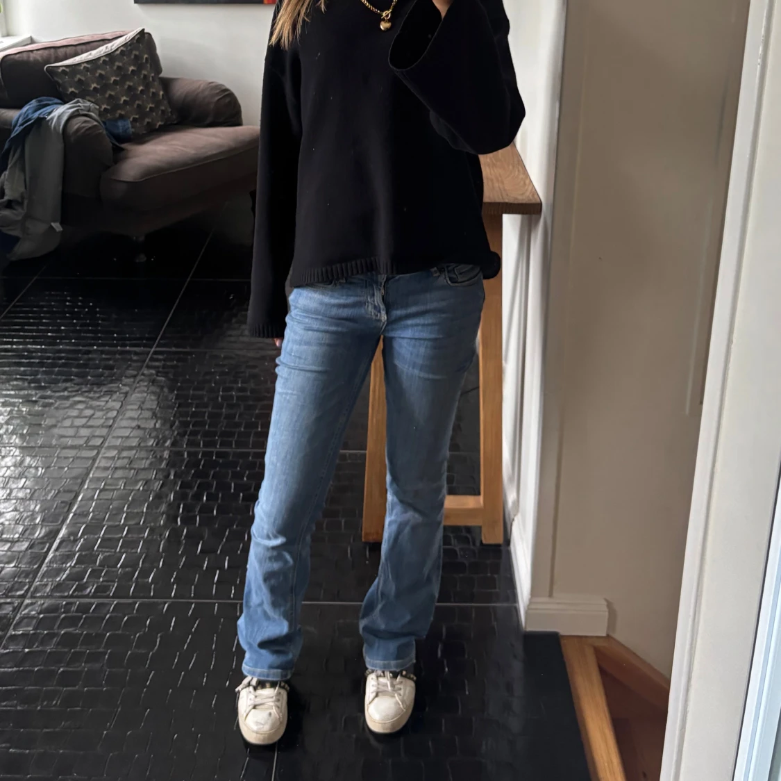 Blå lågmidjade jeans med bootcut - 1