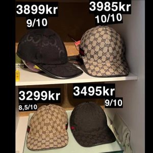 Gucci keps - • Alla äkta Storlek S • Kvitto och box för 399 :- extra, begränsat antal finns så först till kvarn. • Ta alla för 12 999 :- (ca 2k rabatt) •INGA skambud eller byten, kepsarna är äkta och ska säljas, nypris för alla ligger på ca 22 500kr, så är detta din grej och du har pengarna så har du den kompletta kollektionen. • Möte i Gbg hade varit bäst, men även frakt funkar. * Snabb affär prioriteras, skriv endast om du faktiskt är intresserad och  har tillräckligt, så besparar vi tid. Hör av dig 🤝