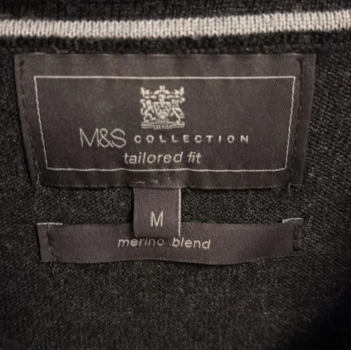 Svart merinoull pikétröja M&S Collection - 2