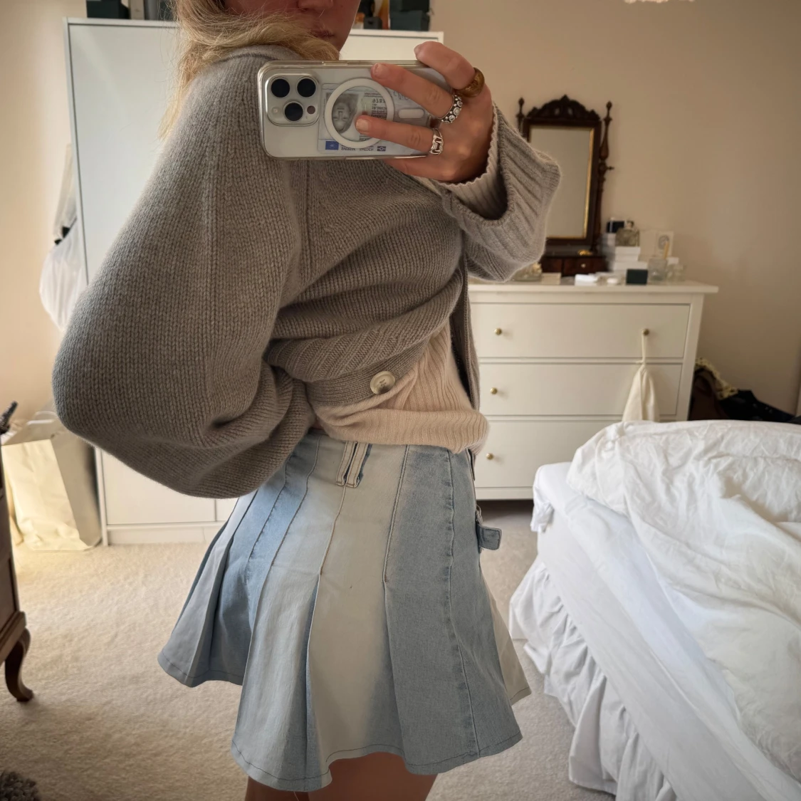 Plisserad tenniskjol i denim - 3