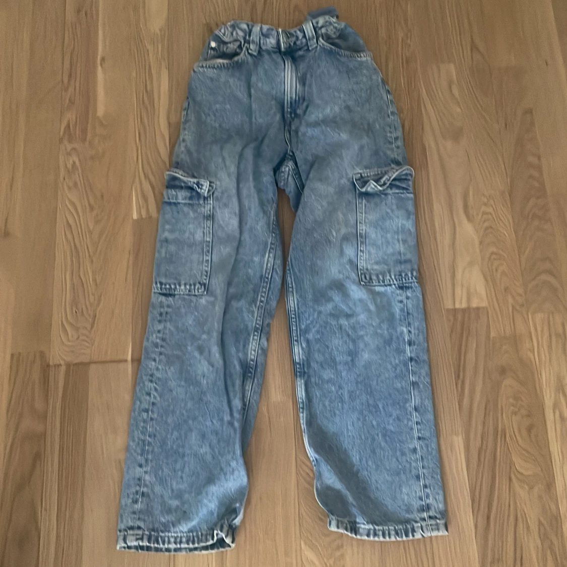 Blå baggy cargopants i jeans - 1