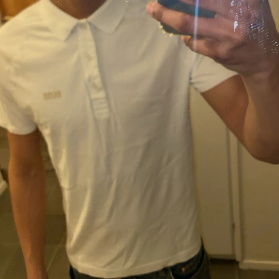 Vit piké t-shirt från Hugo Boss