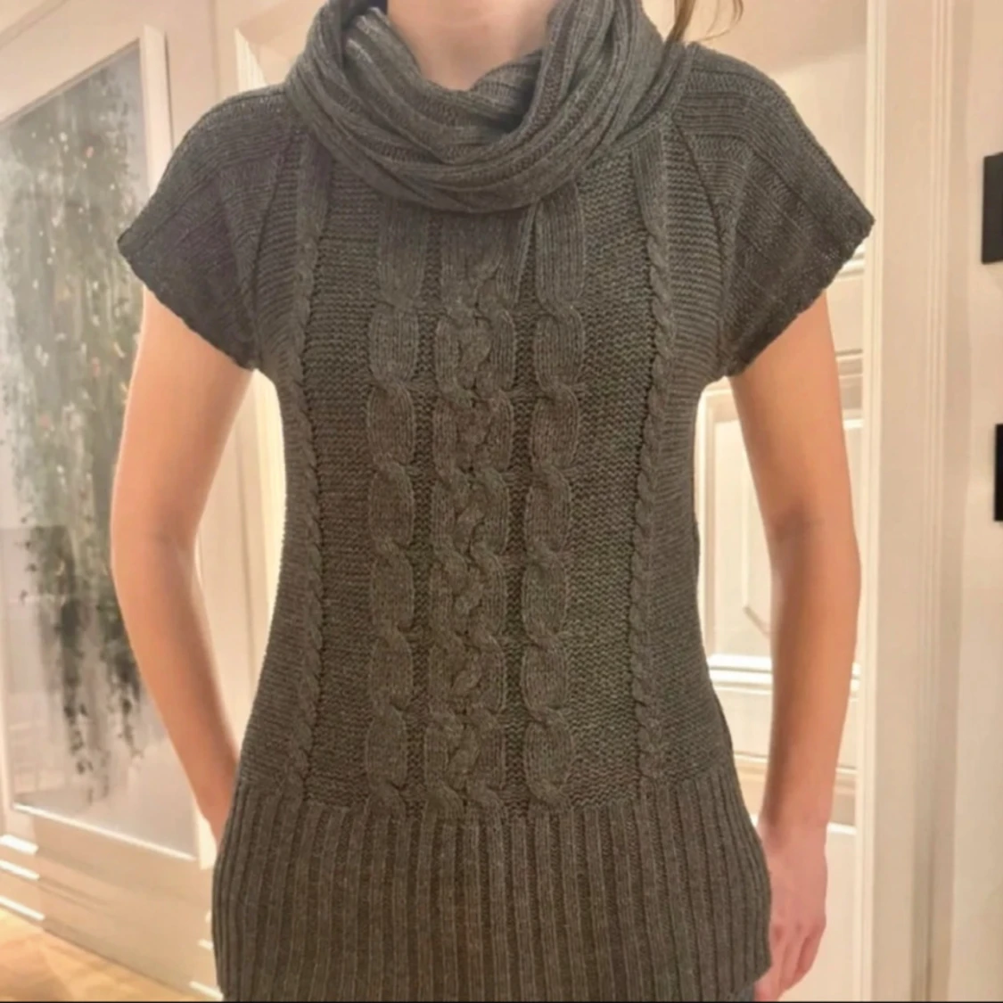 Stickad grå polo tröja - 1