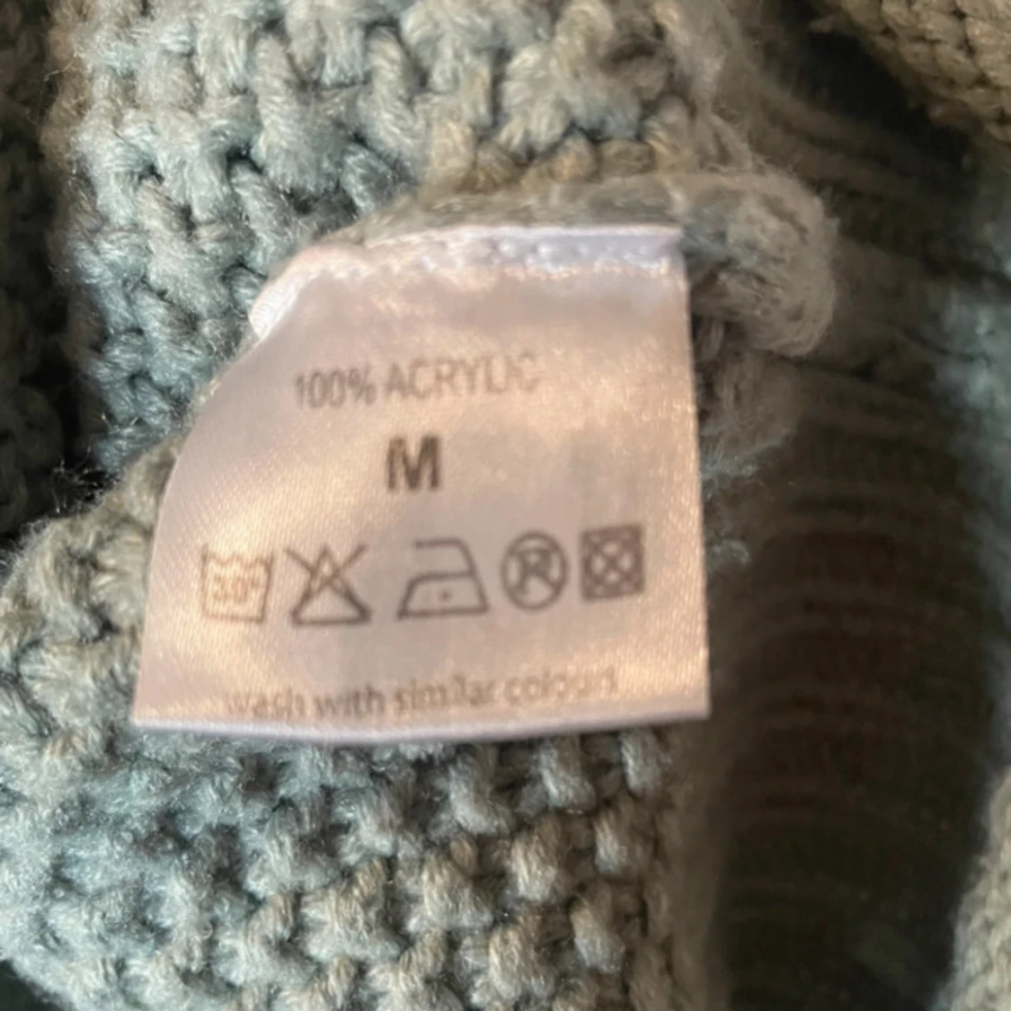 Grön polotröja i stickad look, M - 1