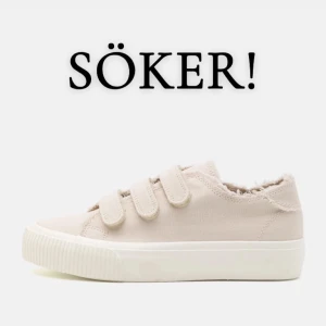 Beige sneakers med kardborreband - OBS KÖP INTE!! Jag söker dessa skor från even&odd i storlek 38 eller 37! Skriv gärna om ni har dem💗